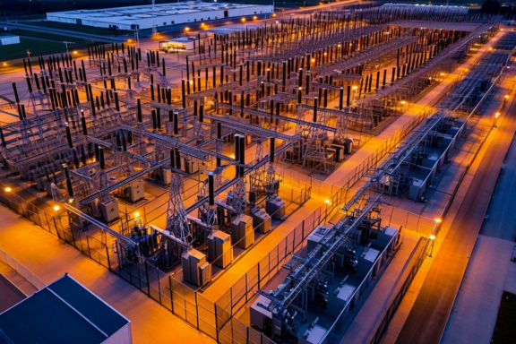 Critical infrastructure facility aerial view